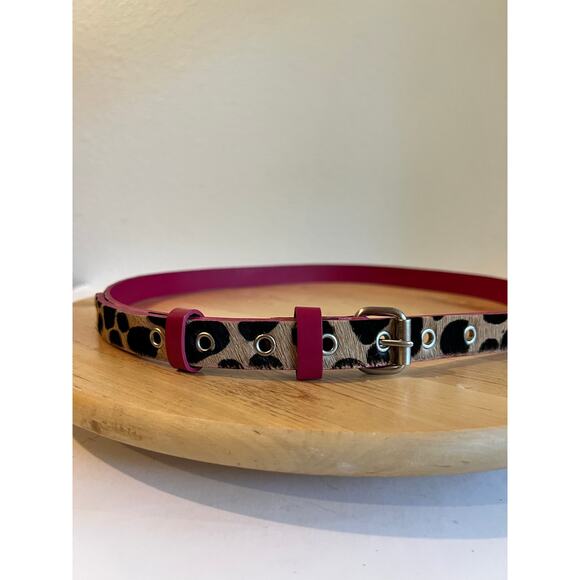 Boden Anthropologie Calf Hair Animal Print Pink Genuine Leather Belt Size Large main image 4